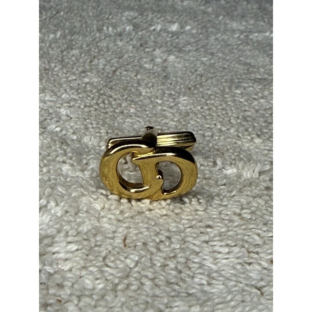 Christian Dior Gold Tone CD Logo Cufflinks 1” Signed Chr Dior